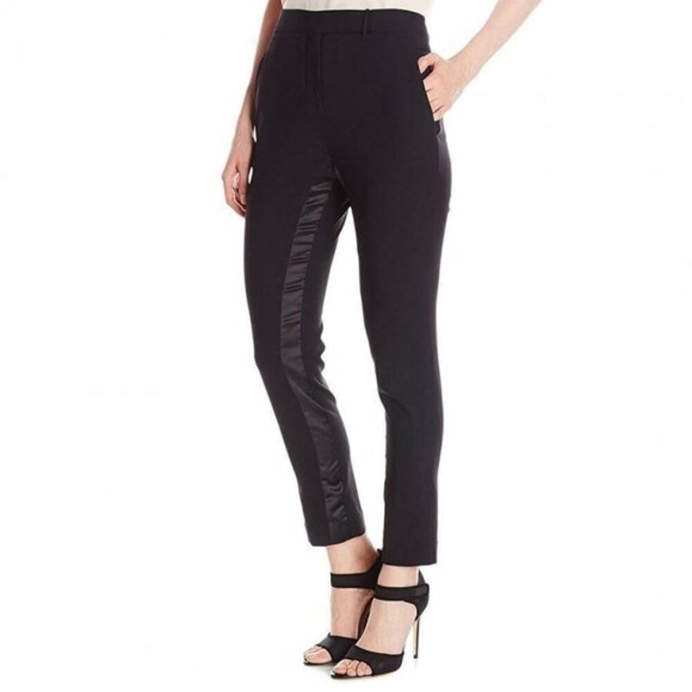 Halston Heritage Tapered Tuxedo Pants Slim Ankle Gabardine Wool SZ 14 New